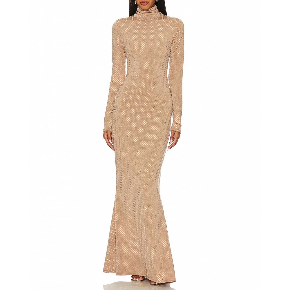Show Me Your Mumu All Out Maxi Dress in Taupe Rhinestone NWT Size XS